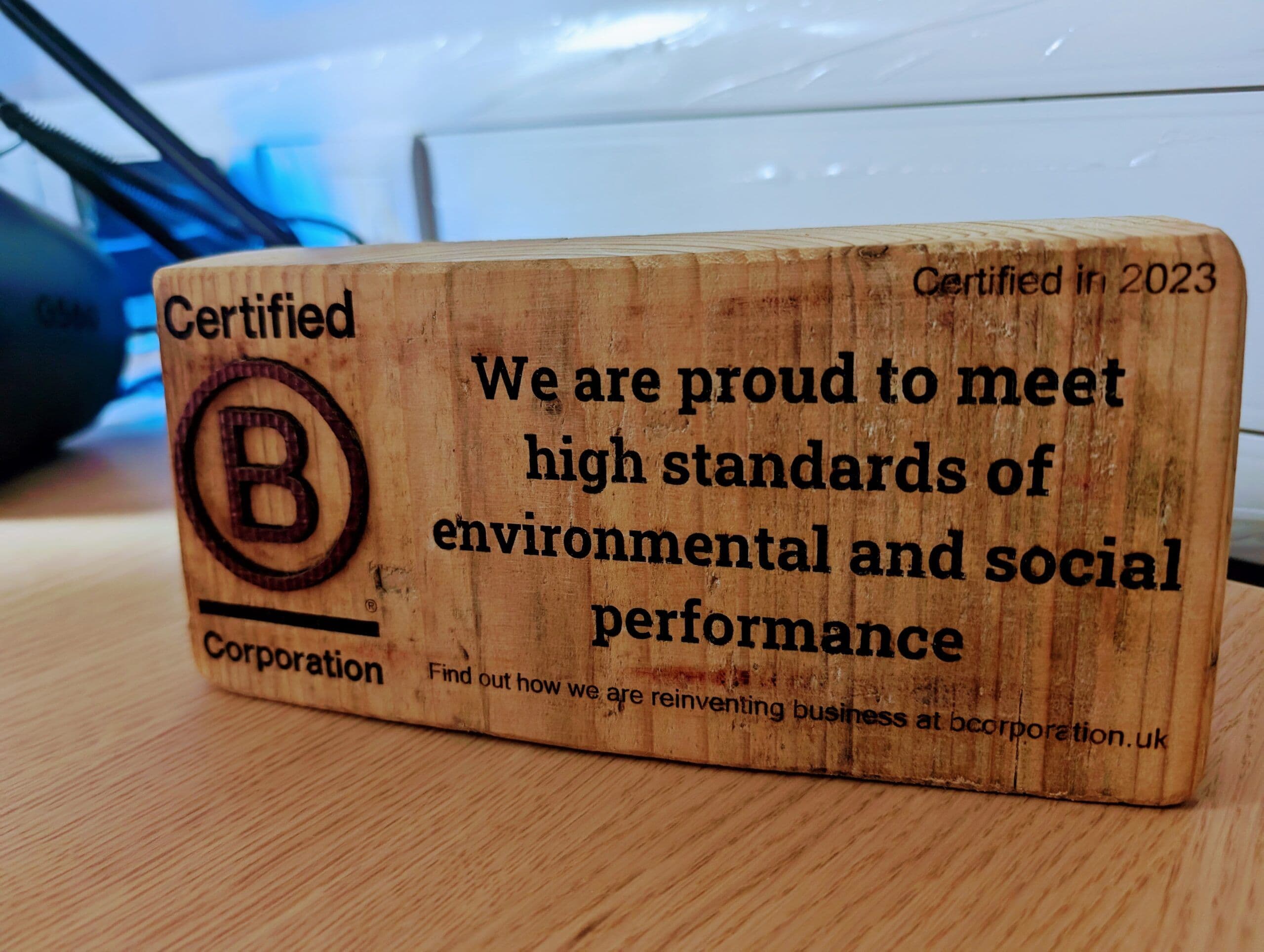 B Corp certification plaque